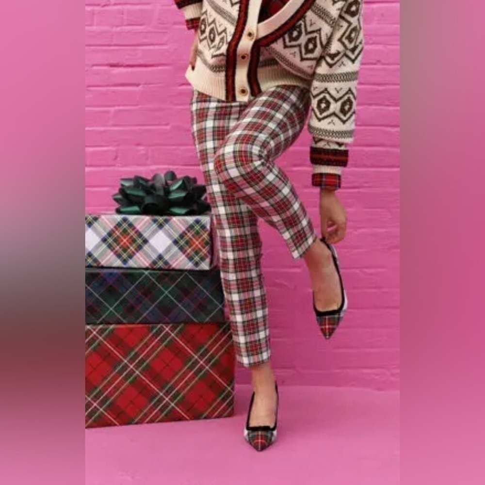 J. Crew Plaid Pants - Red, White, Black